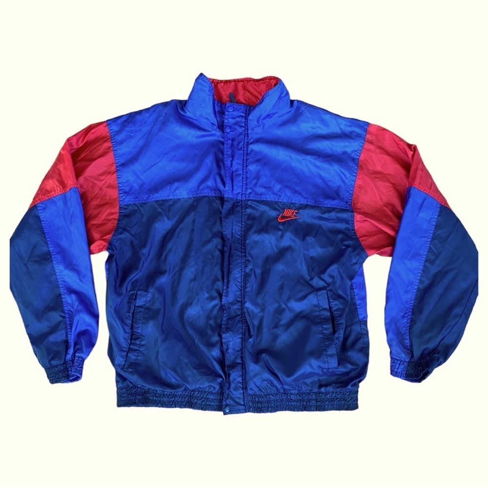 VNTG 80s NIKE COLORBLOCK WINDBREAKER FULL ZIP IN ABSOLUTELY AMAZING CONDITION
